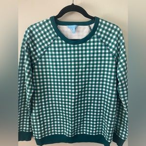 Draper James green gingham sweatshirt